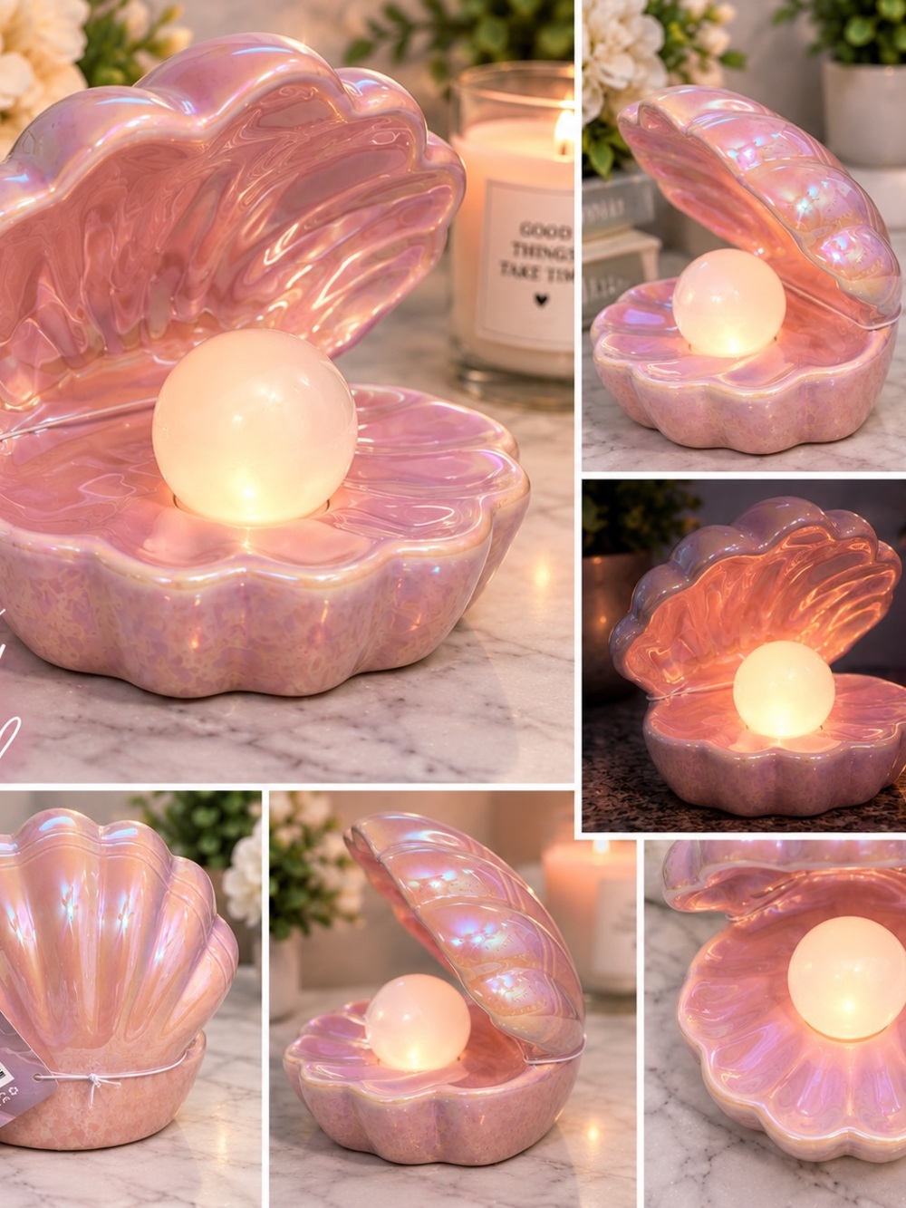 Iridescent Pink Pearl Shell Accent Lamp - Home Accents